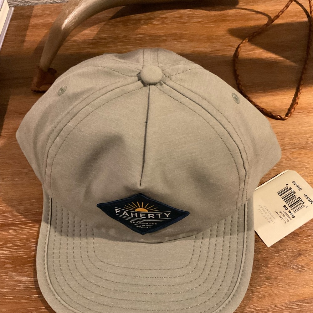 Faherty Light Gray Badge Baseball Cap